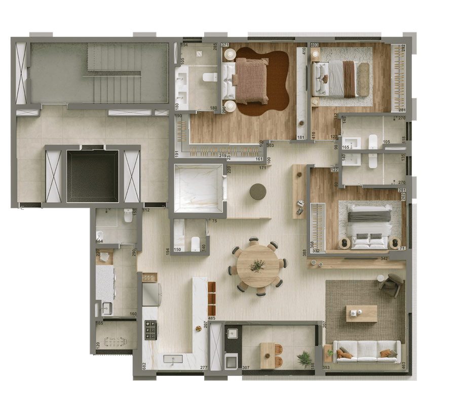 Planta 01 - 3 dorm 162m