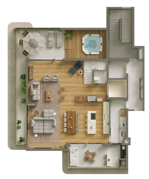 Planta 10 - 3 dorm 214,48m - cobertura duplex - inferior