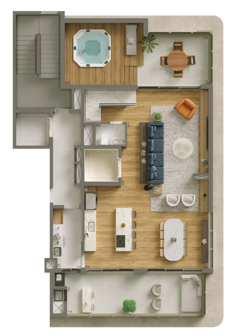 Planta 12 - 3 dorm 185m- cobertura duplex - inferior