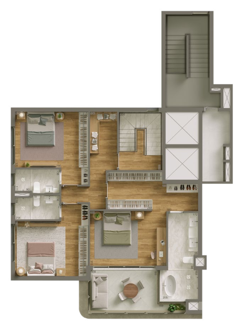 Planta 11 - 3 dorm 214,48m - cobertura duplex - superior
