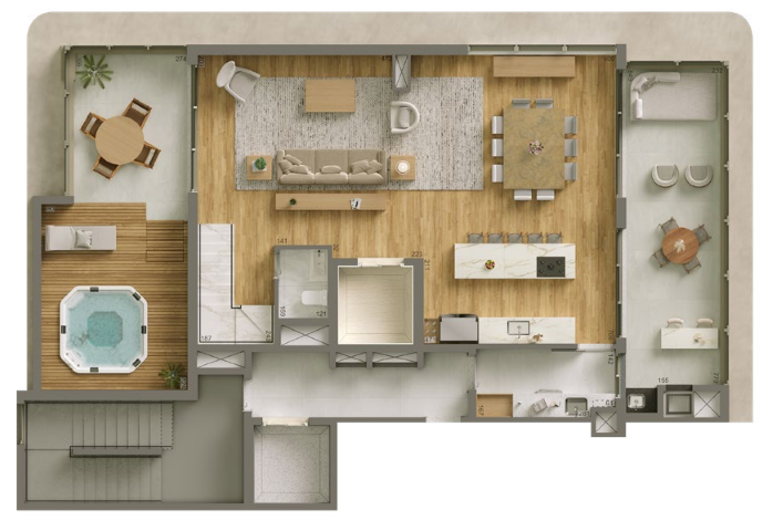 Planta 08 - 3 dorm 185,58m - cobertura duplex - inferior