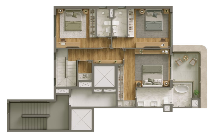 Planta 09 - 3 dorm 185,58m - cobertura duplex - superior