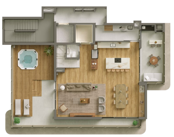 Planta 06 - 3 dorm 200,39m - cobertura duplex - inferior