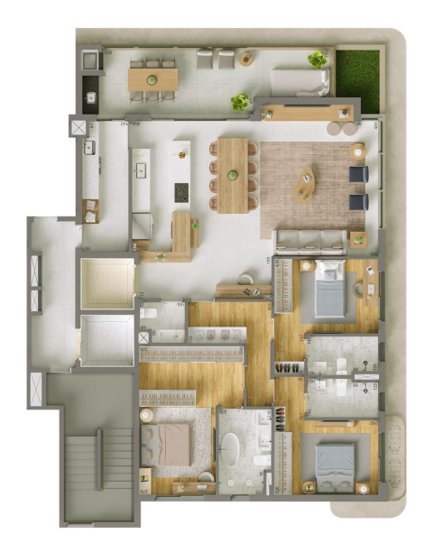 Planta 05 - 2 dorm 165m