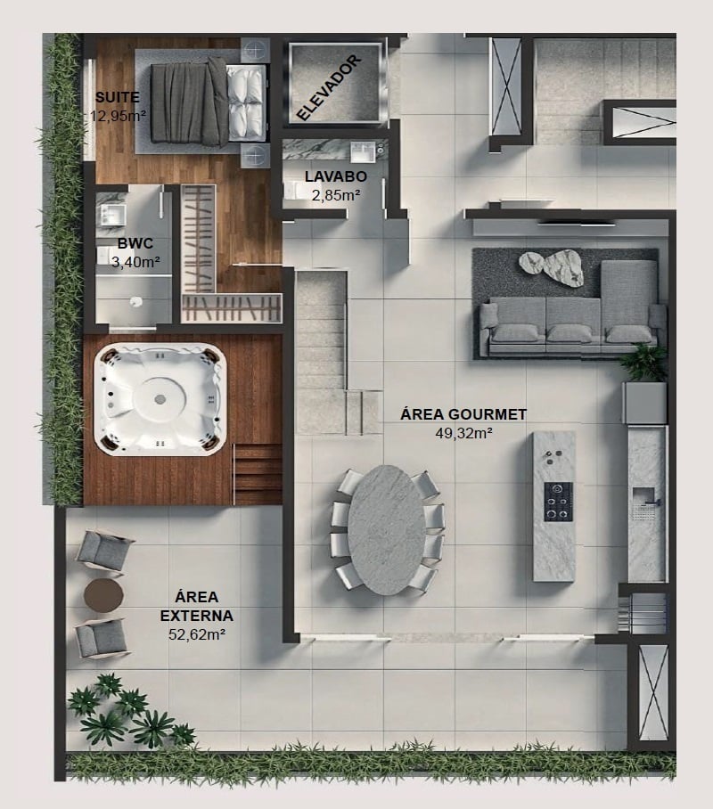 Planta 07 - 4 dorm 261m - cobertura duplex - superior